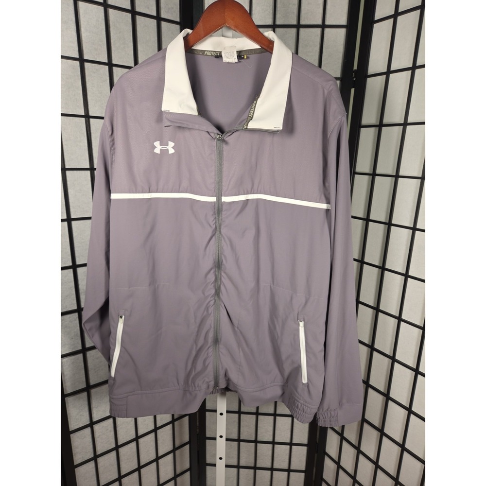 Under Armour Herringbone Texture Full Zip Track Jacket Purple Mens 3XL